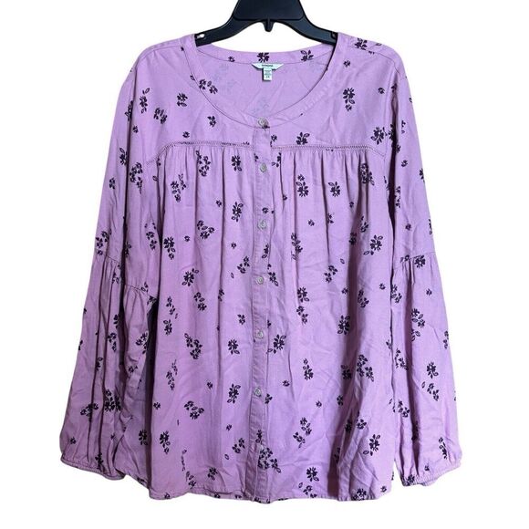 Sonoma Tops - Sonoma Top Womens 2X Multicolor Floral Button Up Rayon Long Sleeve Blouse